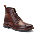 Base London Dealer Mens Leather Brogue Detail Boot