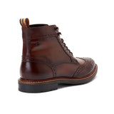 Base London Dealer Mens Leather Brogue Detail Boot