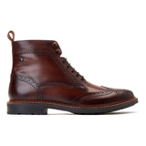 Base London Dealer Mens Leather Brogue Detail Boot