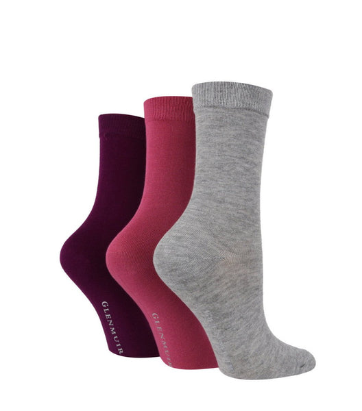 3 Pair Glenmuir Womens Plain Bamboo Socks