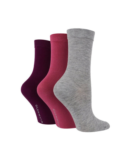 3 Pair Glenmuir Womens Plain Bamboo Socks