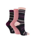 3 Pair Glenmuir Womens Stripe Mix Bamboo Socks