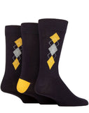 3 Pair Glenmuir Mens Argyle Mix Bamboo Socks