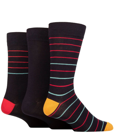 3 Pair Glenmuir Mens Stripe Mix Bamboo Socks