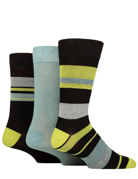 3 Pair Glenmuir Mens Stripe Mix Bamboo Socks