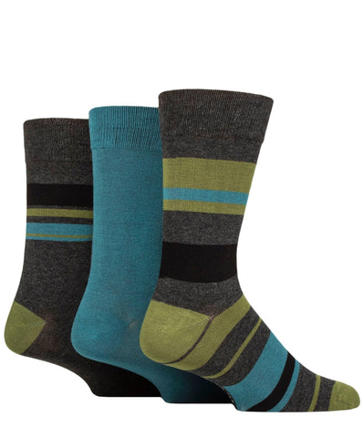 3 Pair Glenmuir Mens Stripe Mix Bamboo Socks