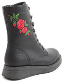 Heavenly Feet Martina 4 Roses Womens Lace Up Mid-Calf Boot