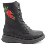 Heavenly Feet Martina 4 Roses Womens Lace Up Mid-Calf Boot