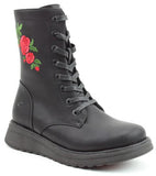 Heavenly Feet Martina 4 Roses Womens Lace Up Mid-Calf Boot