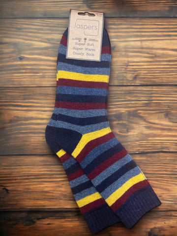 1 Pair Jess & Lou Jasper Multi Striped Mens Socks