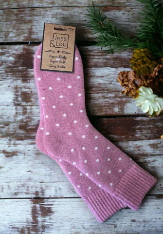 1 Pair Jess & Lou Delightful Dots Ribbed Womens Socks