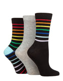 3 Pair Wild Feet Womens Bamboo Stripe Mix Socks